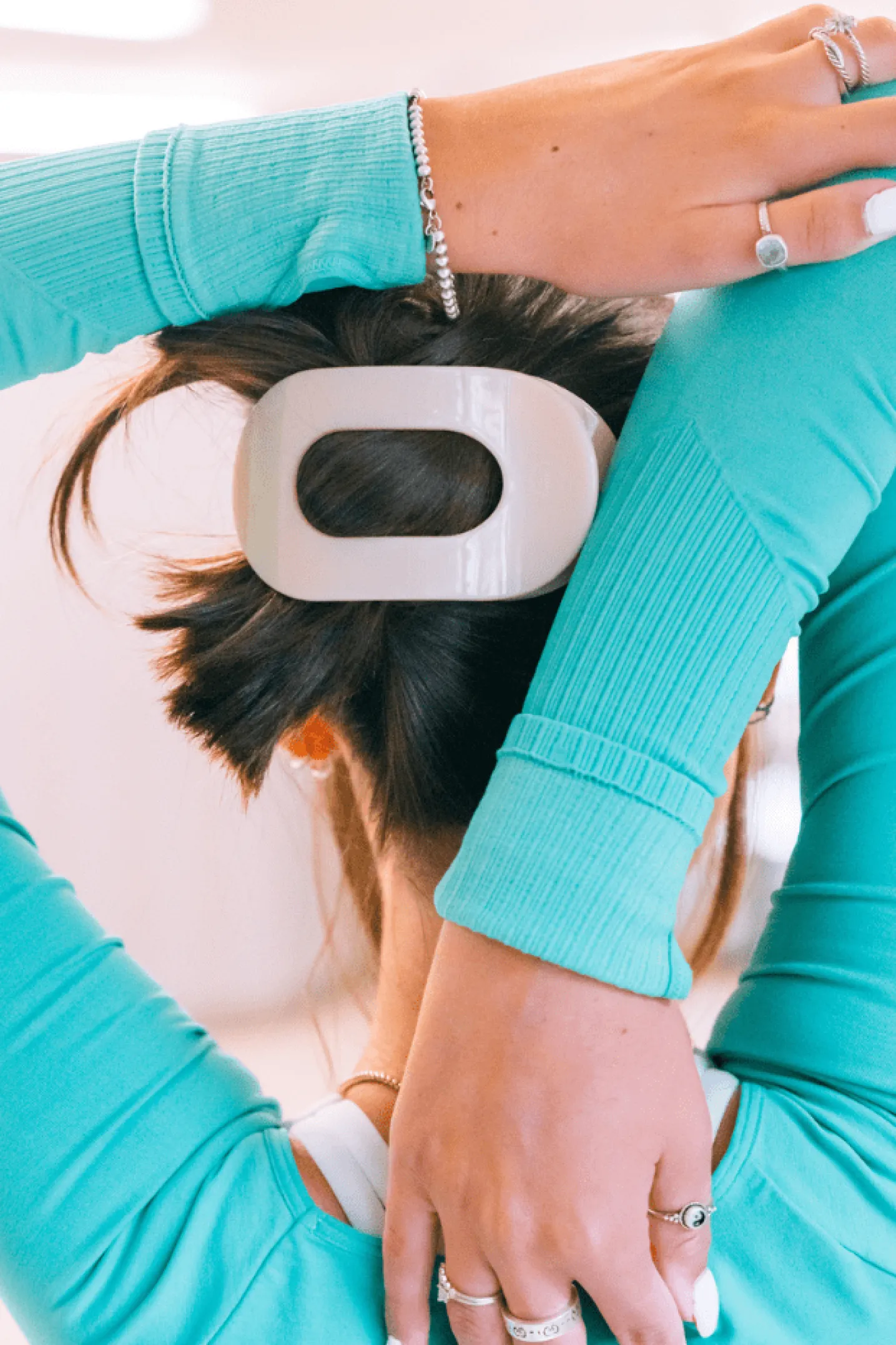 Almond Beige Large Flat Round Hair Clip