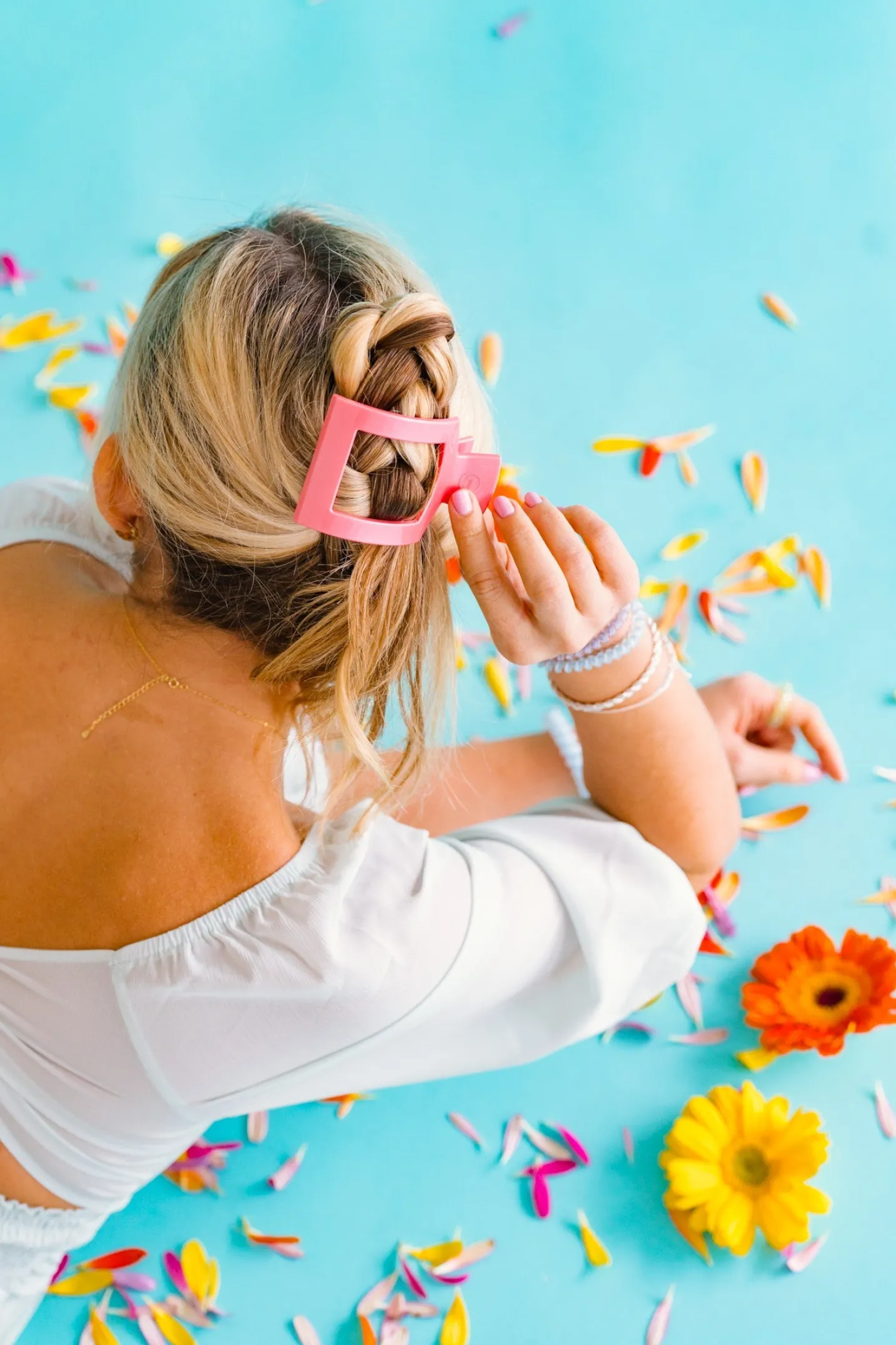 Calming Coral Medium Flat Square Hair Clip