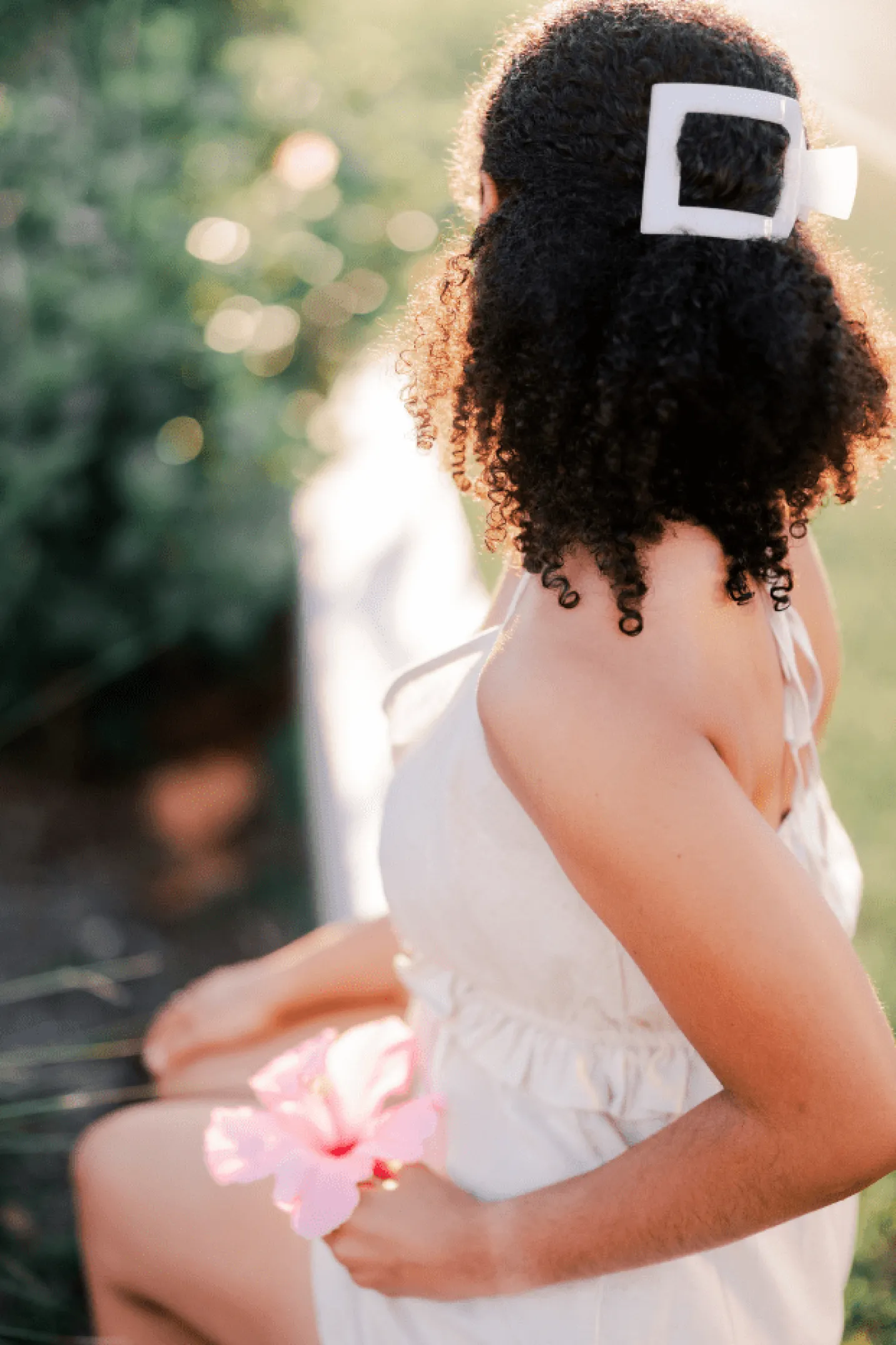Coconut White Large Flat Square Hair Clip