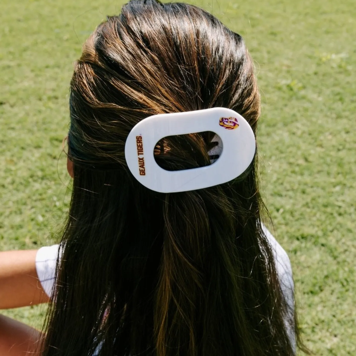 Geaux Tigers! Medium Flat Round Hair Clip