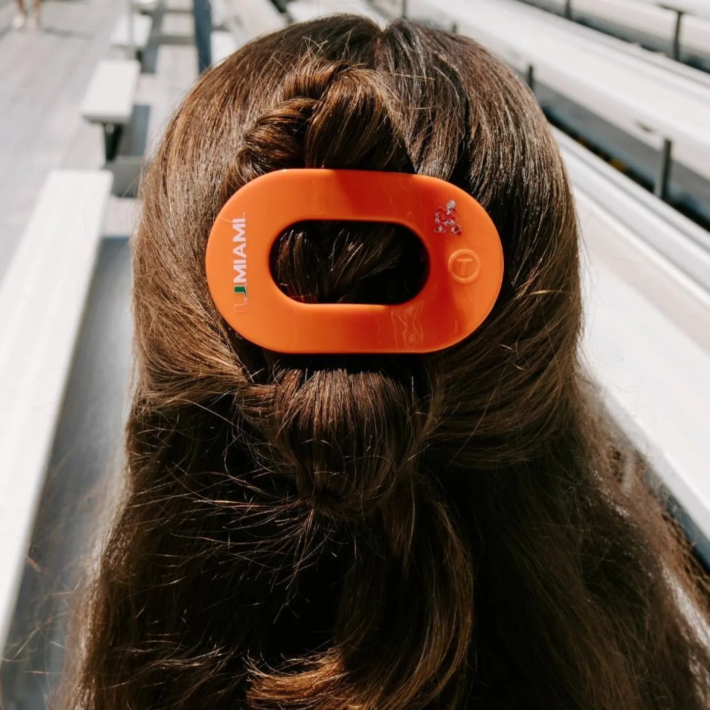 Go Canes! Medium Flat Round Hair Clip