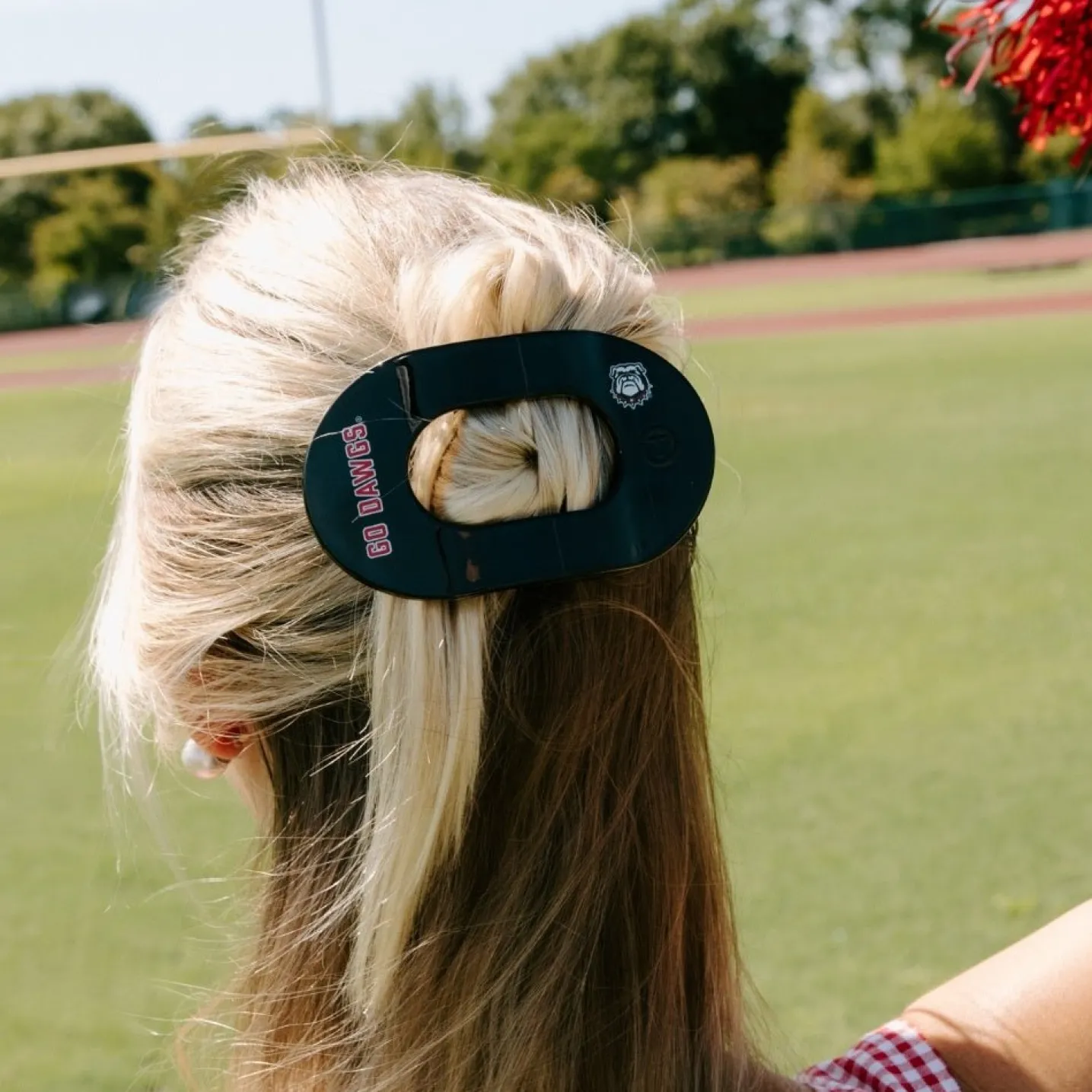 Go Dawgs! Large Flat Round Hair Clip