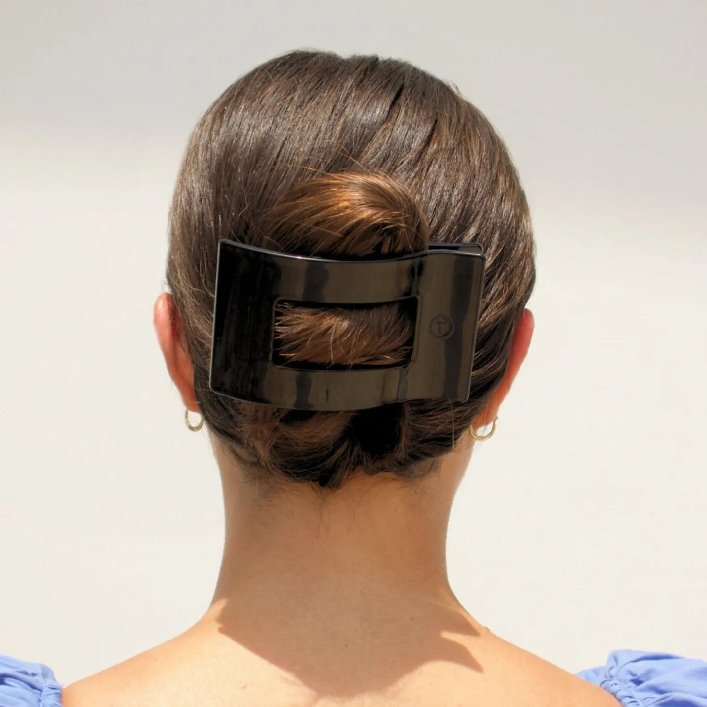 Jet Black Large Flat Rectangle Hair Clip