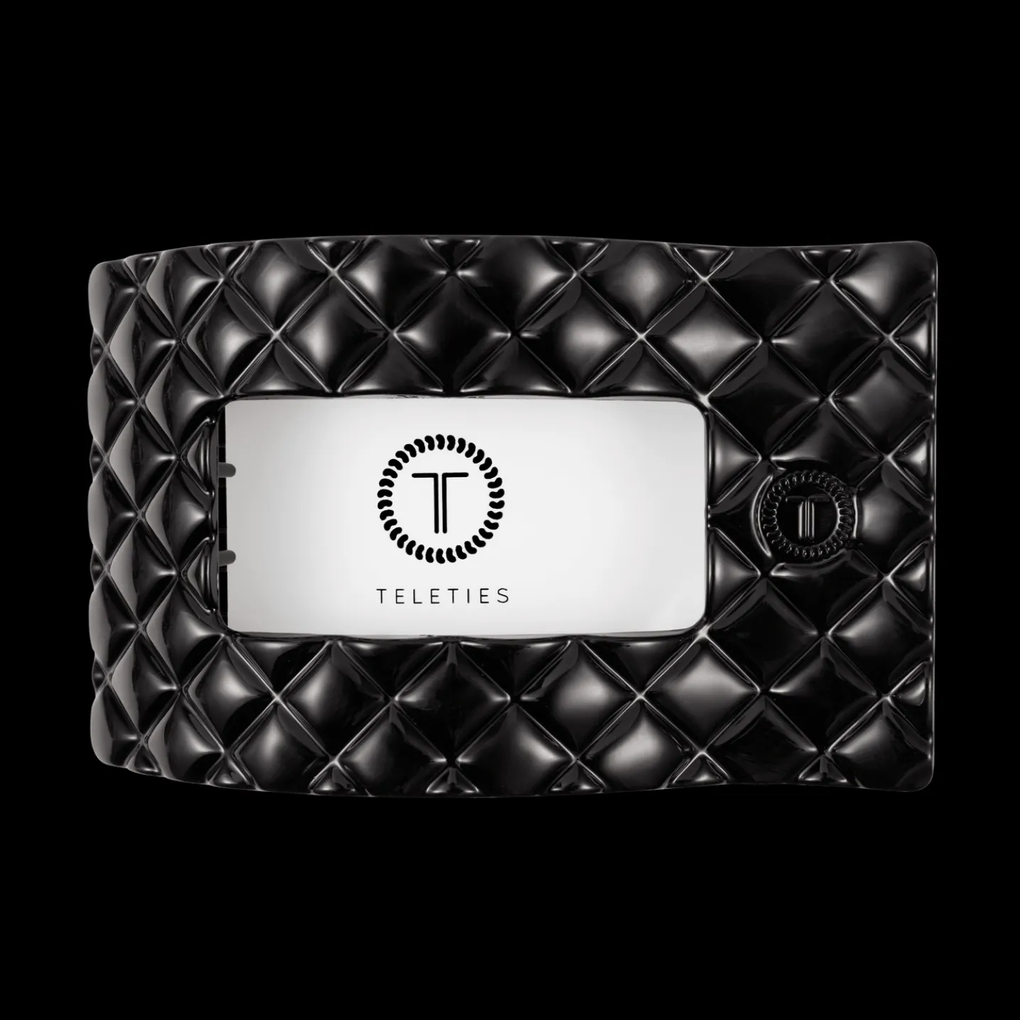 Jet Black Quilted Large Flat Rectangle Hair Clip