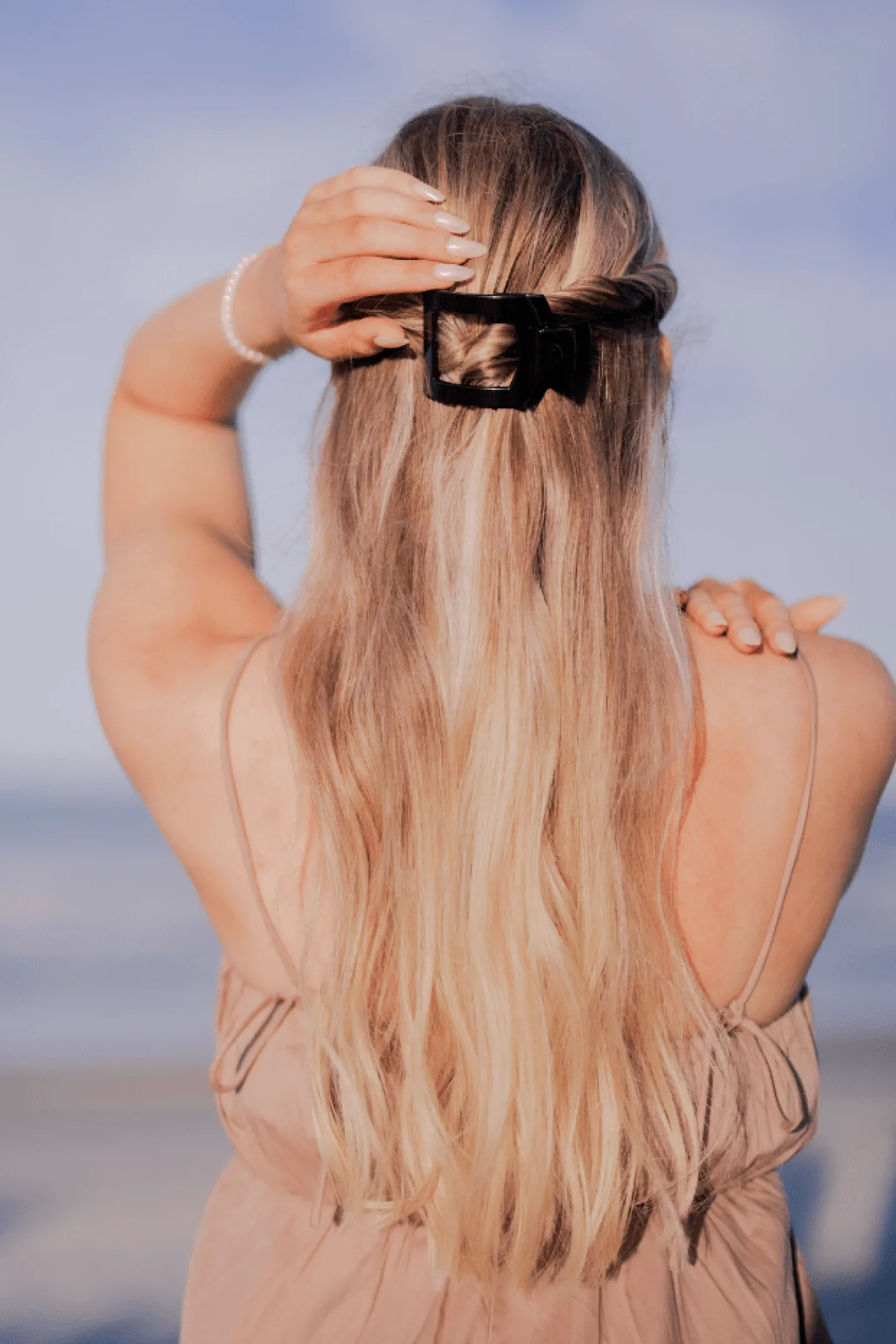 Jet Black Small Flat Square Hair Clip