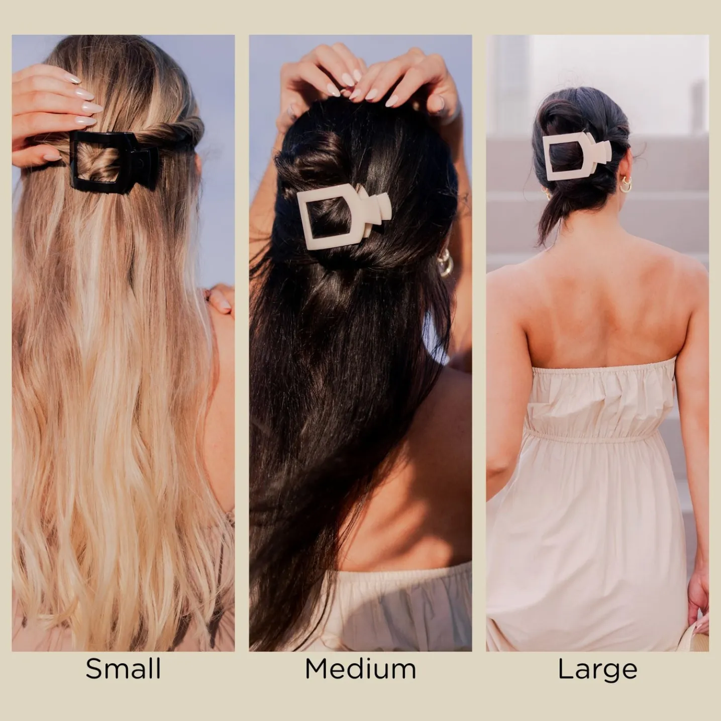 Jet Black Small Flat Square Hair Clip