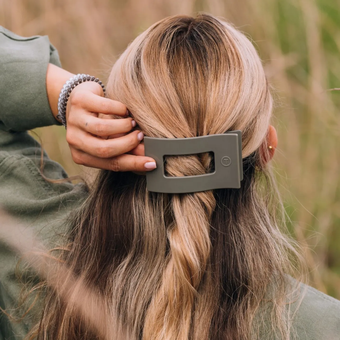 Sage it ain't so Medium Flat Rectangle Hair Clip