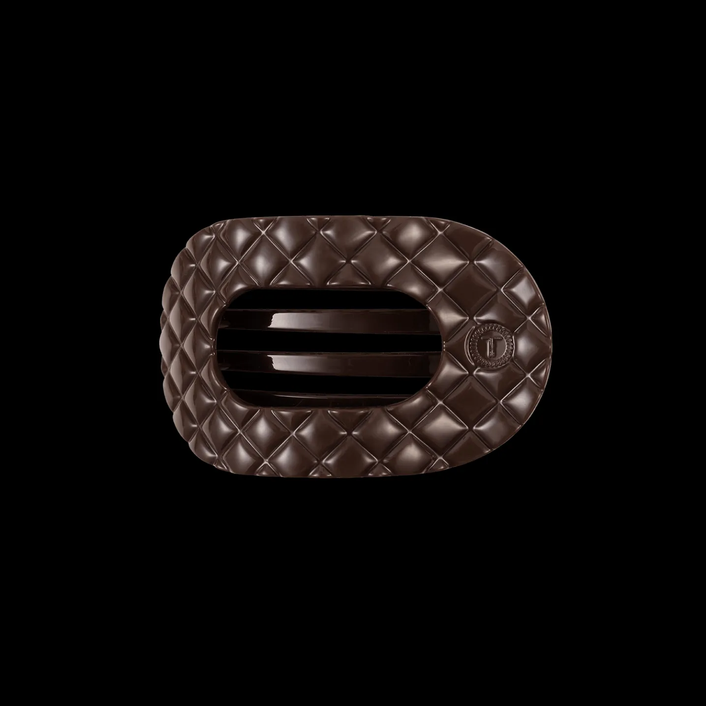 Truly Taupe Quilted Small Flat Round Hair Clip